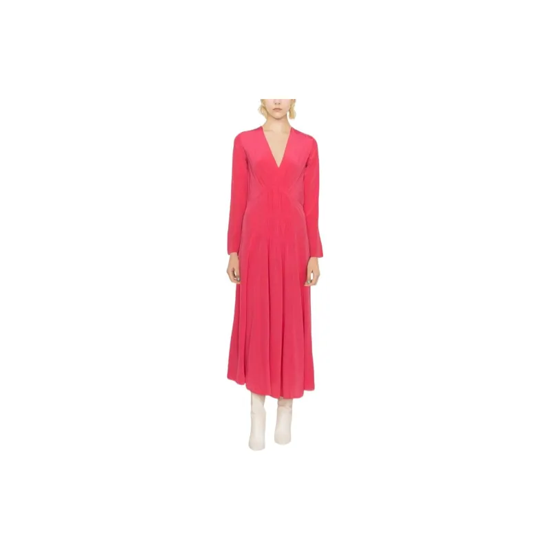 ISABEL MARANT Ruched V Neck Midi Dress-1