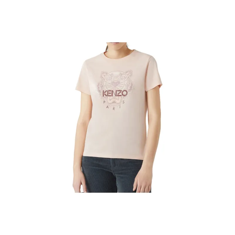 KENZO Classic Tiger Head T Shirts Women's Pink-2