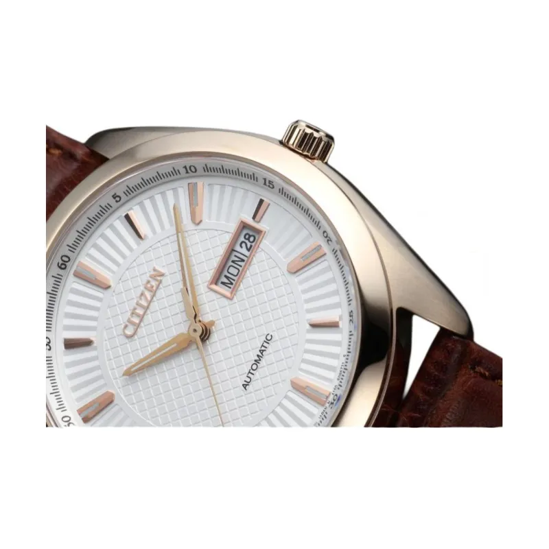 CITIZEN Mechanical Movement Genuine Leather Strap Watch 41mm Unisex White Dial-4