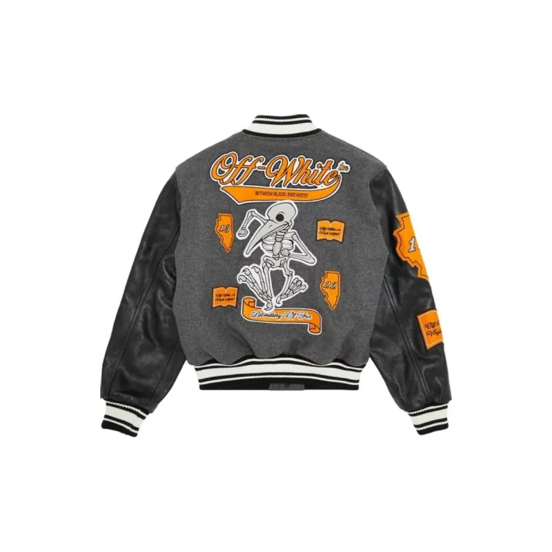 OFF WHITE Patch Embellished Varsity Bomber Jacket-1