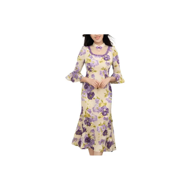Shimiko Long-Sleeved Dresses Women's Purple Filigree Dust-2