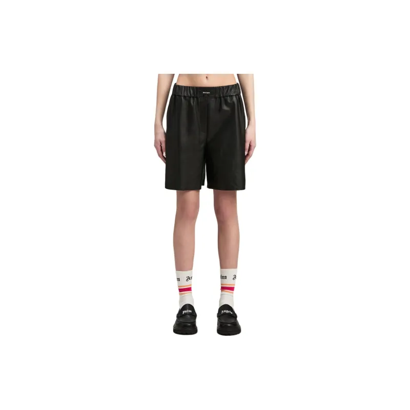 PALM ANGELS Monogram Leather Shorts 'Black'-1