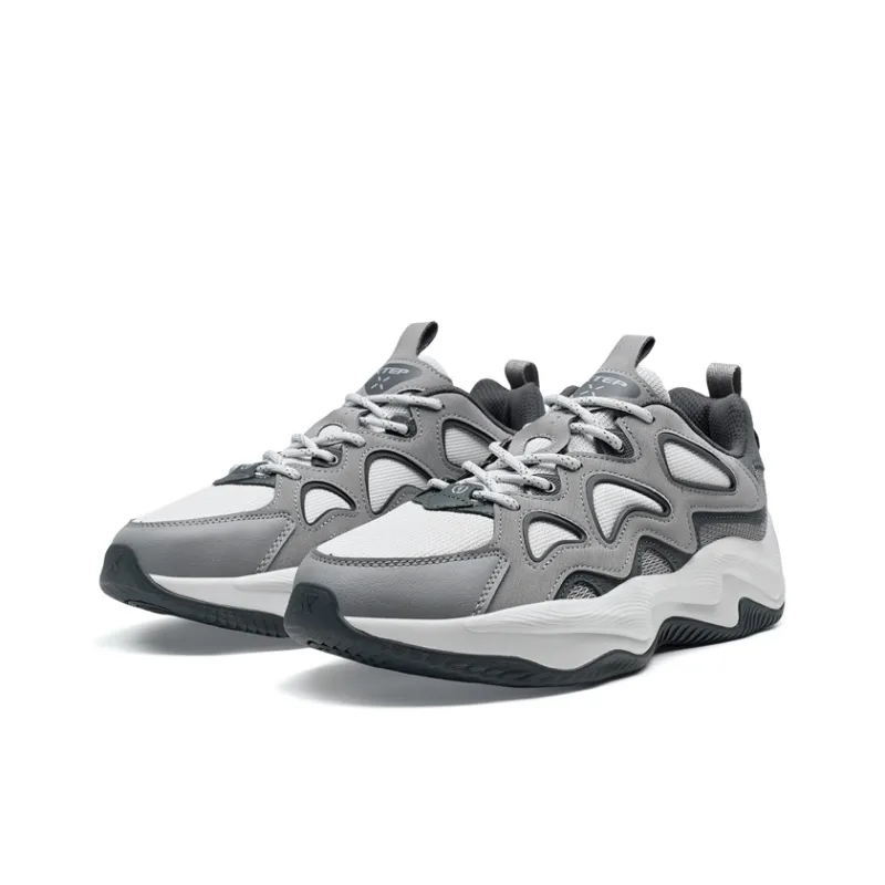 XTEP Lightning 5.0 Height Increasing Low Top Casual Shoes Men's Smoke Gray/Lunar Stone Gray/Coal Black-3