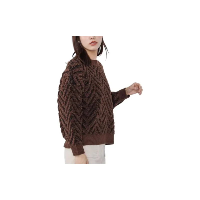 Beams HEART Sweater Women's Brown-2