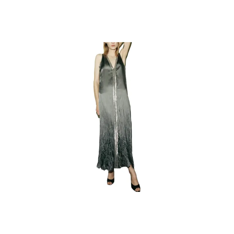 ZARA Sleeveless Dress Women's Green/Blue-1