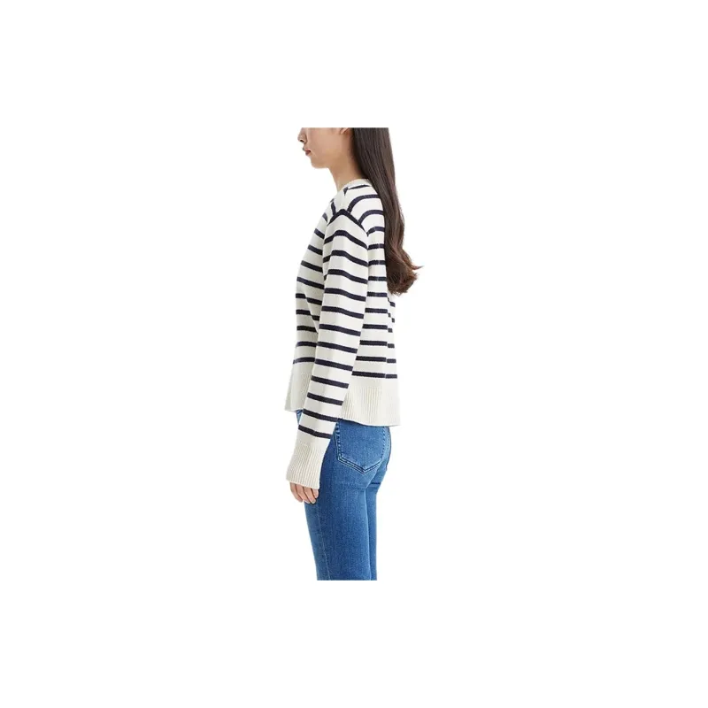 FRAME SS24 Cashmere Sweater Women's White Stripes-3