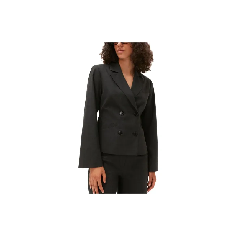 GANNI Double-breasted Mélange Blazer-3