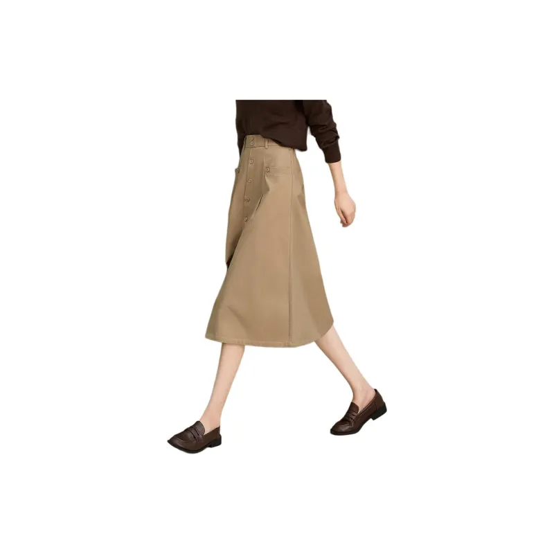XWI Casual Long Skirts Women's Khaki-2