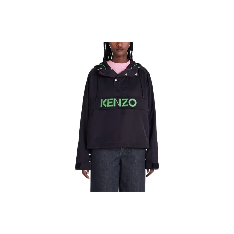 KENZO Logo Printed Hooded Windbreaker-4