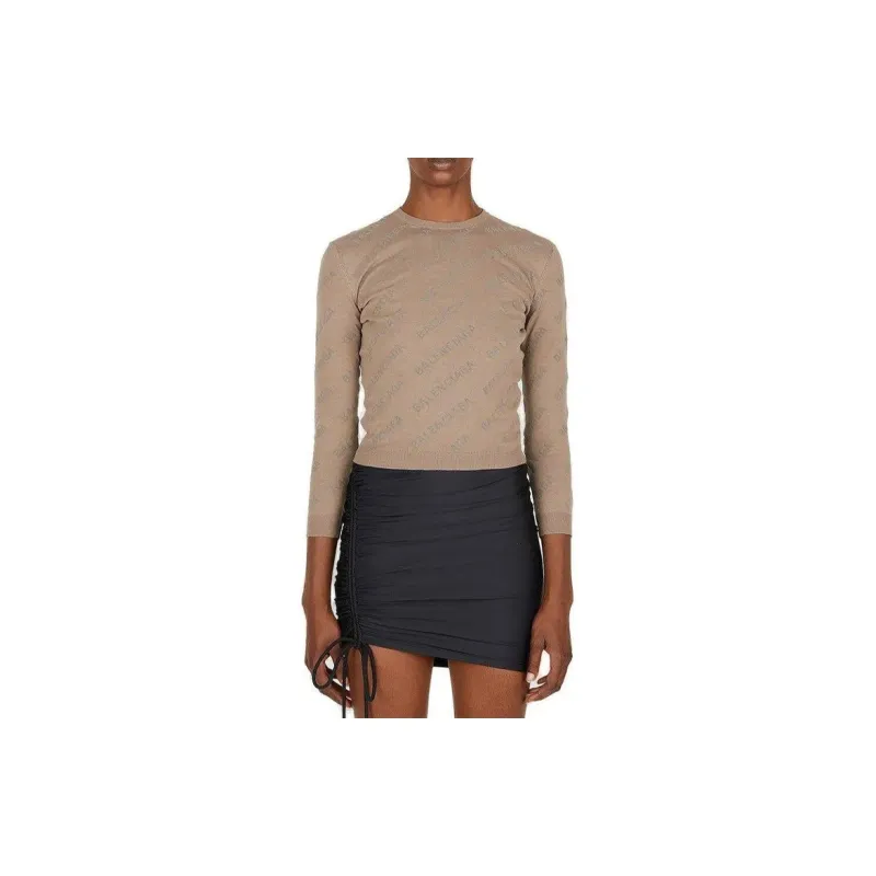 Balenciaga Flocked-logo Cotton Jumper-2
