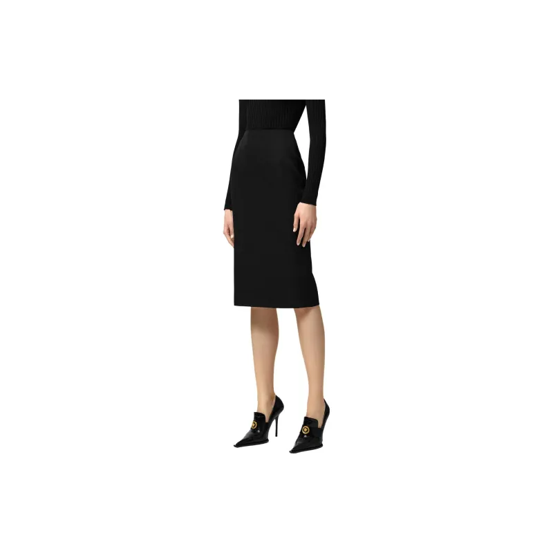 VERSACE Grain De Poudre Pencil Midi Skirt 'Black'-1