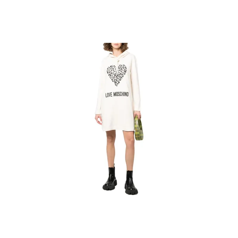 LOVE MOSCHINO Logo print Hooded Dress-1