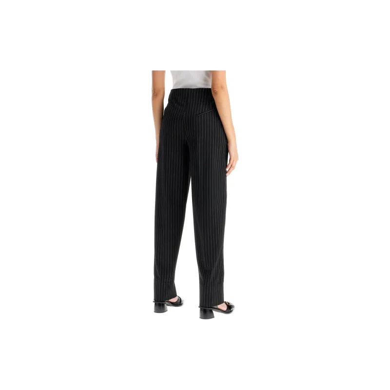 GANNI Pinstriped Tapered Leg Trousers-2
