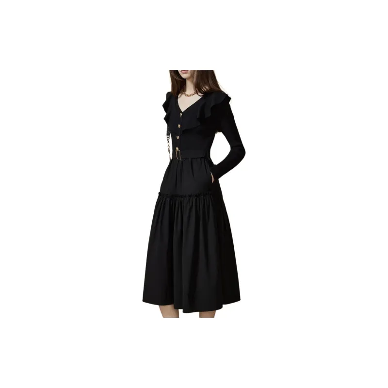 DKNY Long Sleeved Dress Women's Black-3