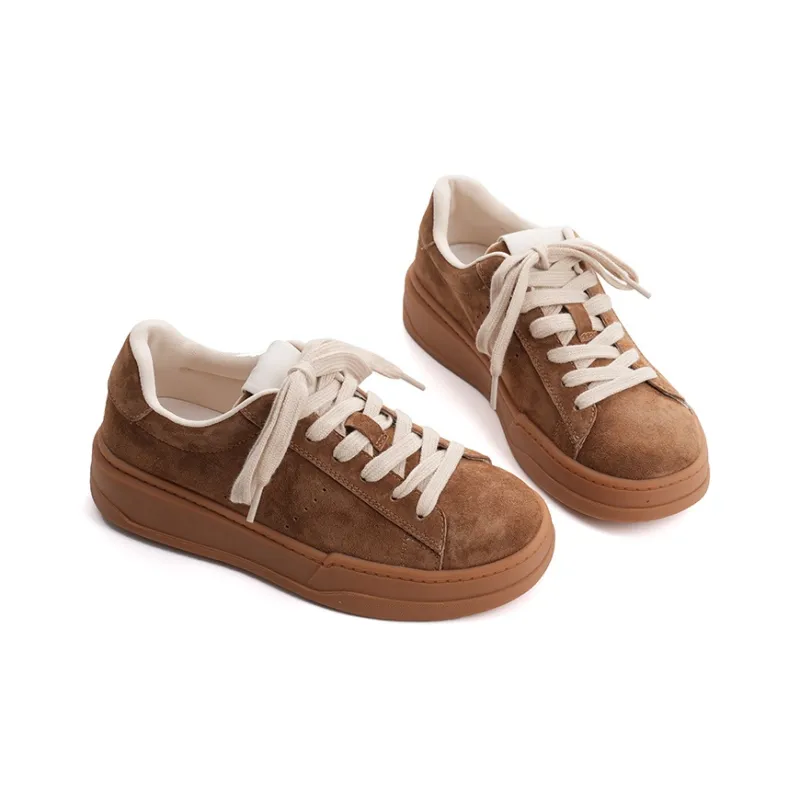 XIAOFAMIAO Cushioned Wear Resistant Height Increasing Low Top Skateboard Shoes Women's Khaki-1