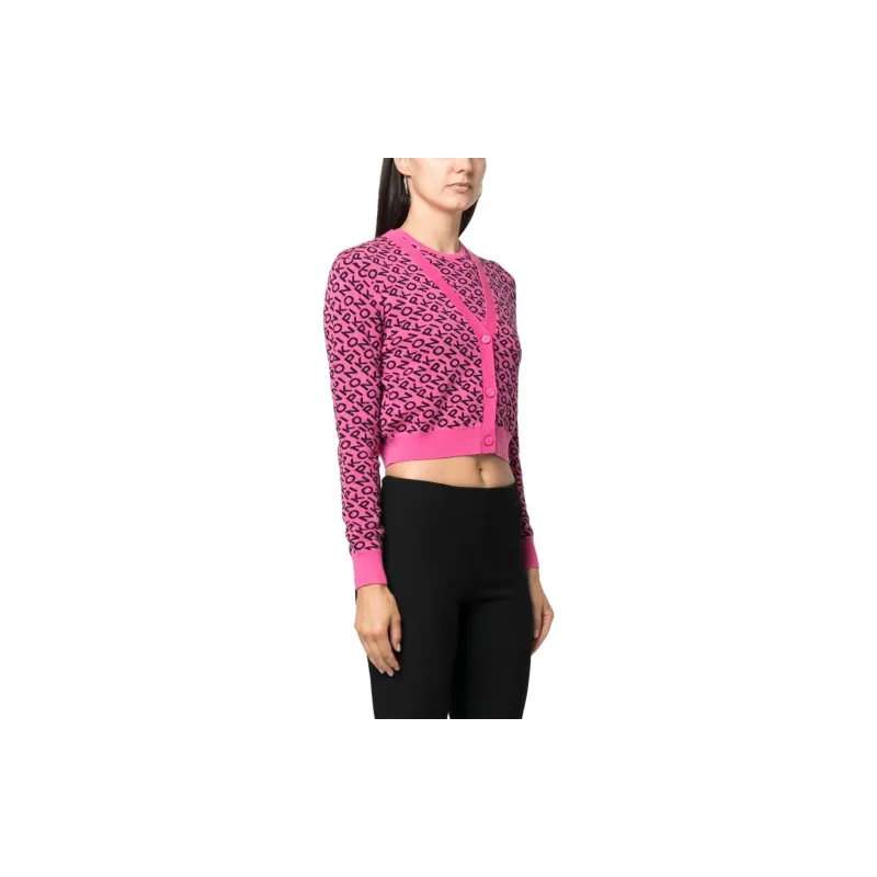 PINKO Logo jacquard V neck Cardigan-6