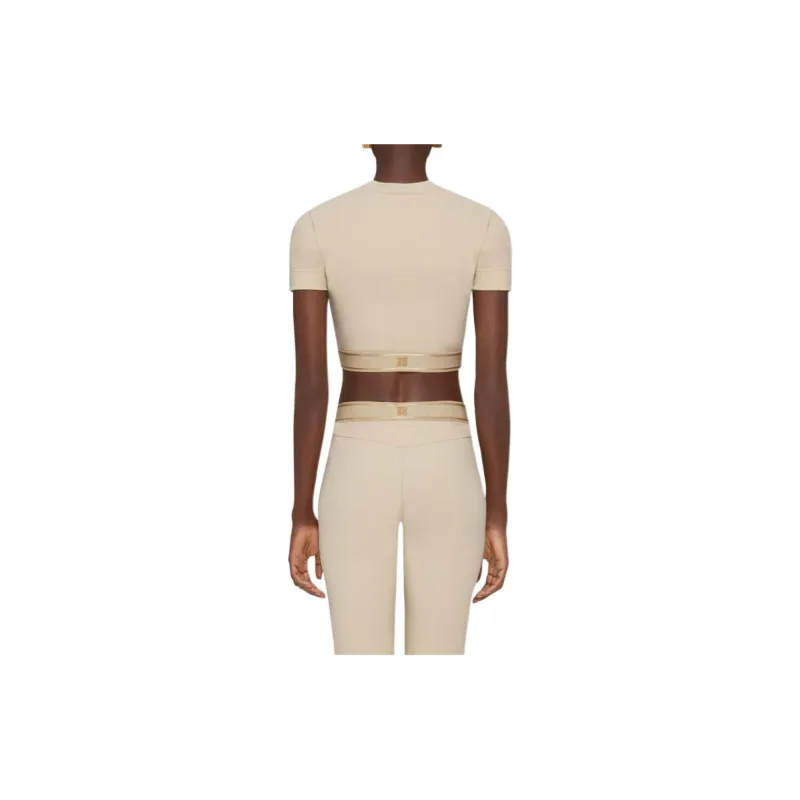 Givenchy Cropped Top With Elastic Jacquard 'Light Beige'-3