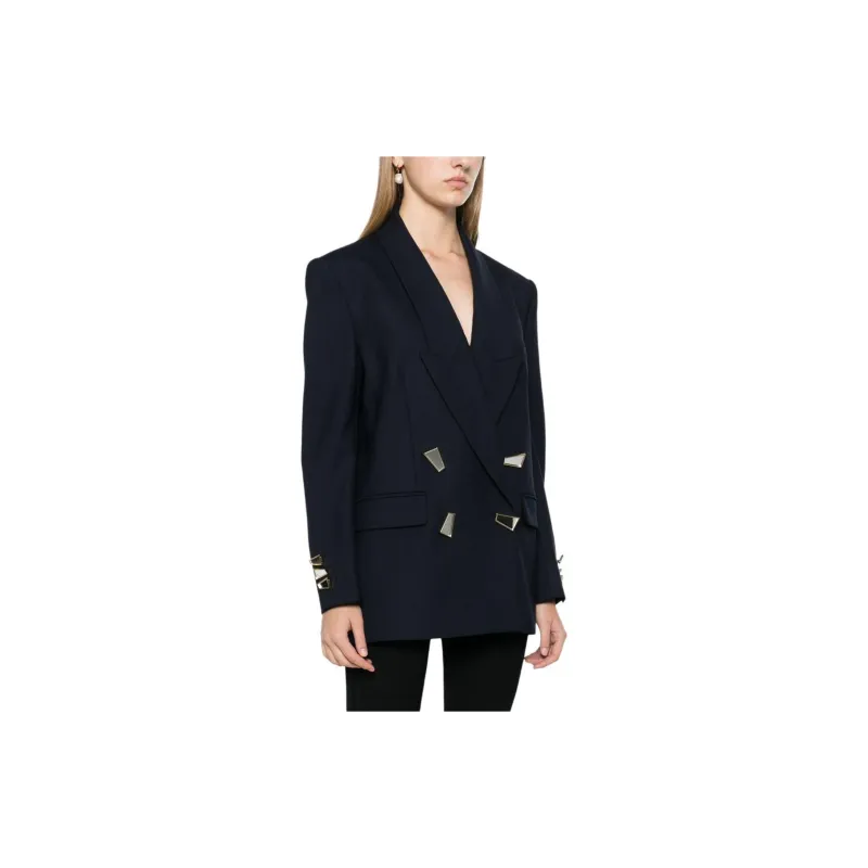 PINKO Mirror Detailed Double Breasted Striped Blazer-3