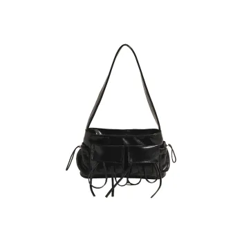 NOMK PU Shoulder Bag Women's Black/Ecru/Silver/Pink/Red