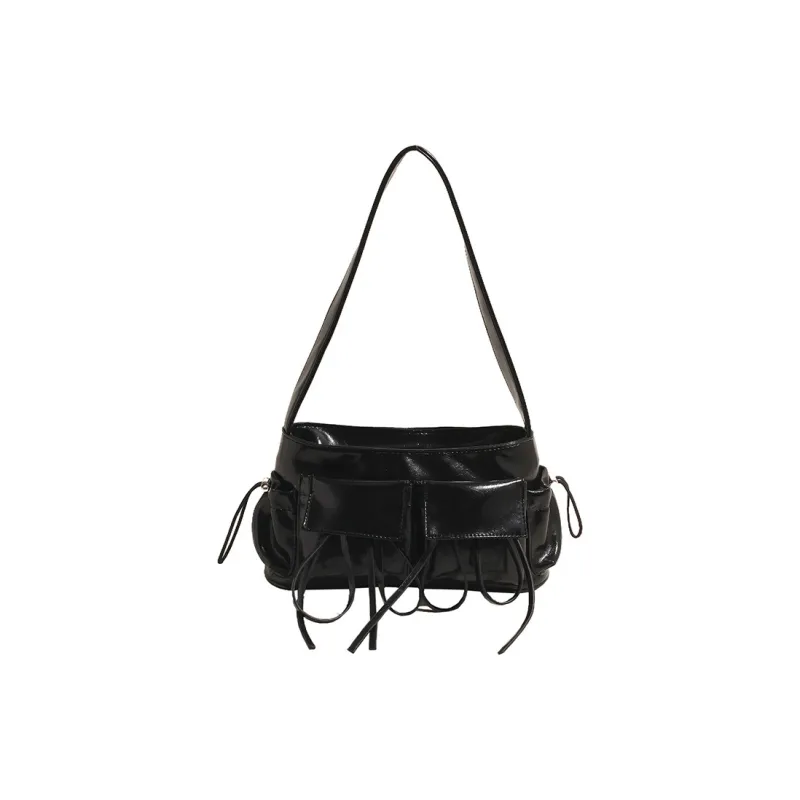 NOMK PU Shoulder Bag Women's Black/Ecru/Silver/Pink/Red-0