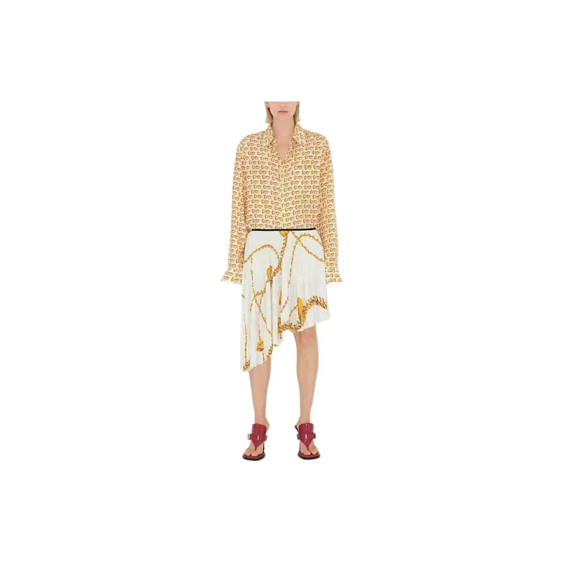 Burberry Chain Printed Pleated Asymmetric Skirt-2