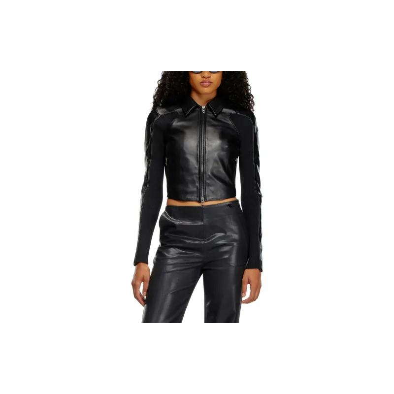 DIESEL Panelled Leather Jacket-1
