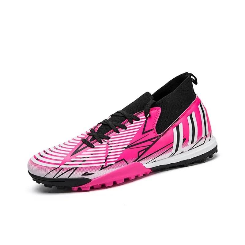 Kuding Soccer Shoes Unisex Mid Top Blue Peach Red/All Black/White Moon/Black Rose Red-16