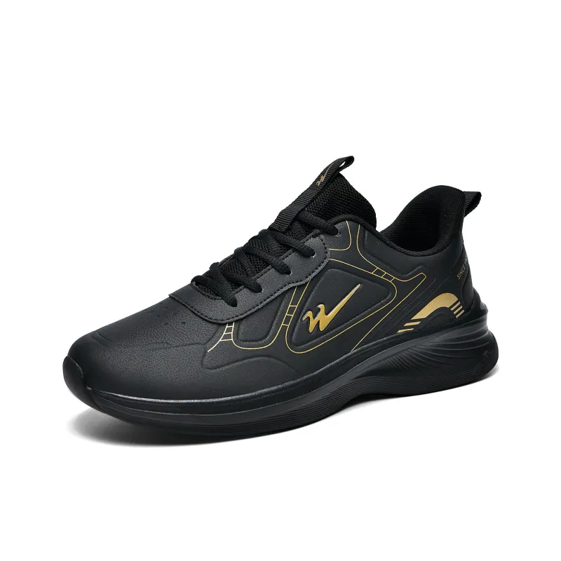 Binary Low Top Running Shoes Men's Black Gold-1