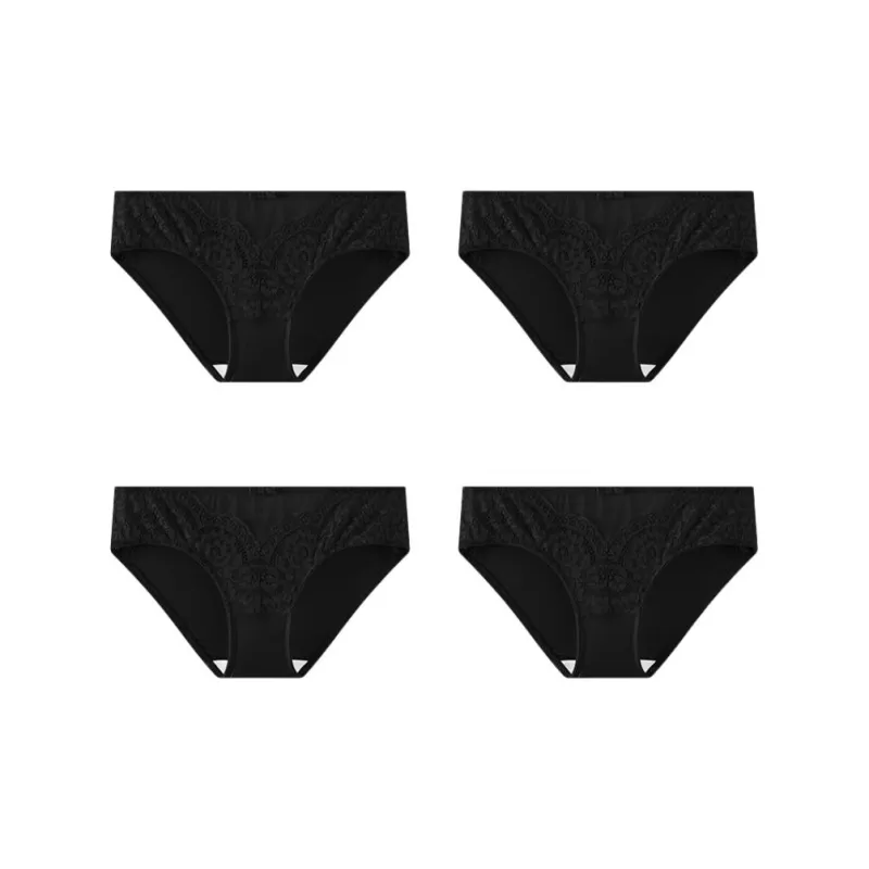 YOUNGYELL 5A Antibacterial 100% Cotton Crotch Low Rise Women's Underpants Women's 4 Pack-7
