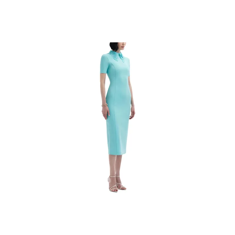 Oscar De La Renta Floral Guipure-collar Midi Dress-3