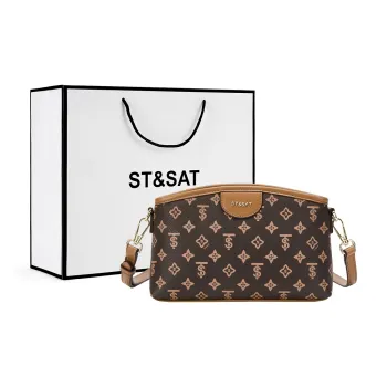 ST&SAT PVC With Synthetic Leather Crossbody Bag, Shoulder Bag Medium Size Women's Coffee/Apricot