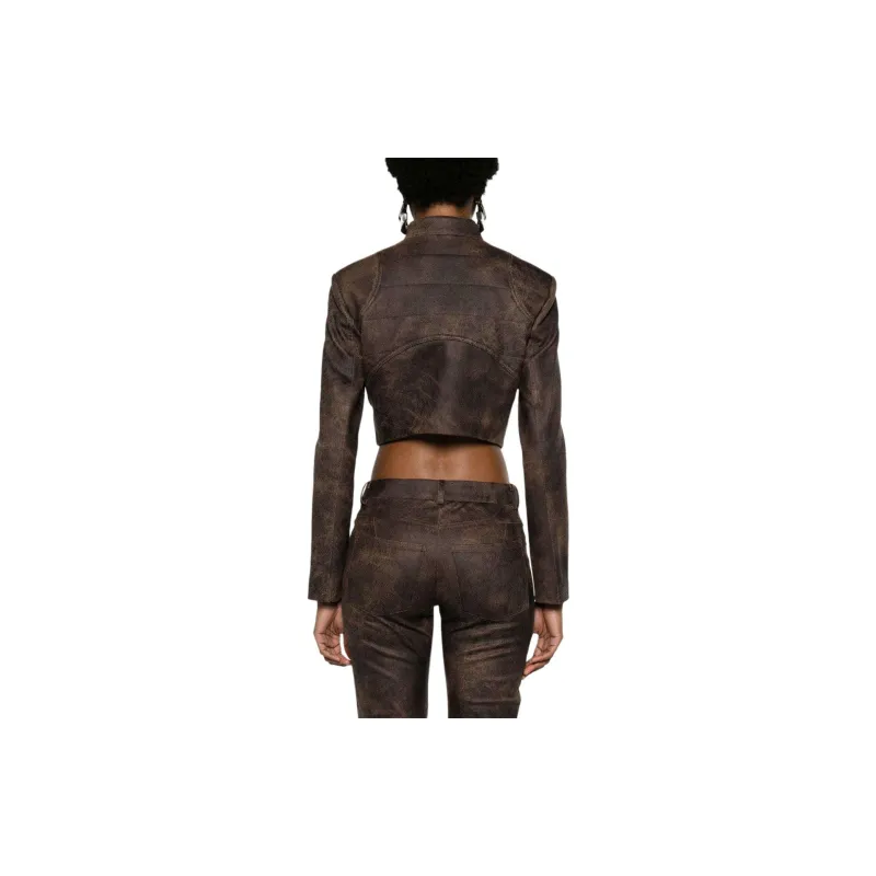 Misbhv Cracked Cropped Faux-leather Jacket-3
