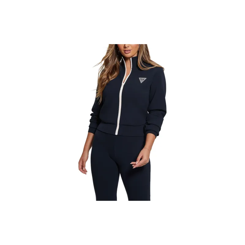 GUESS Eco Ann Full-Zip Scuba Sweatshirt Jackets Coats Women's Blue-3