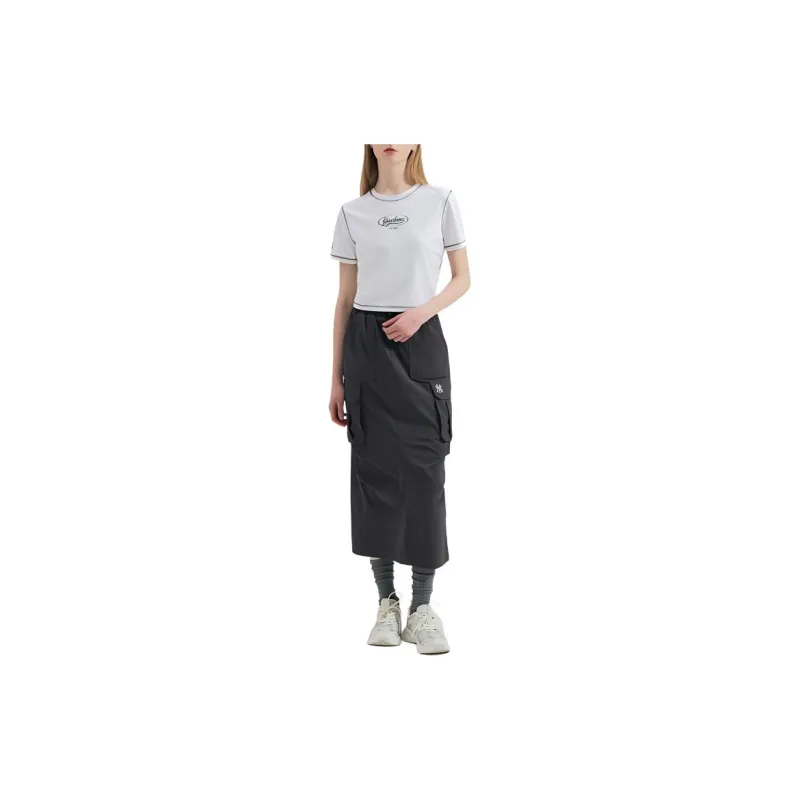 MLB New York Yankees Casual Long Skirt Women's Charcoal Gray-2