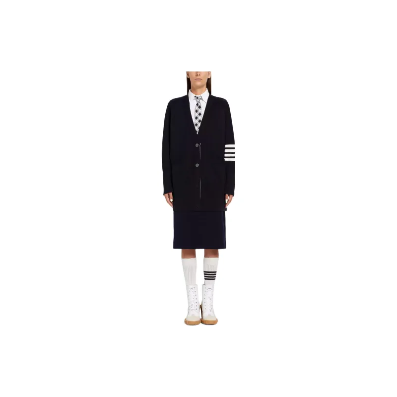 THOM BROWNE 4 Bar Long Sleeved Knit Cardigan-1