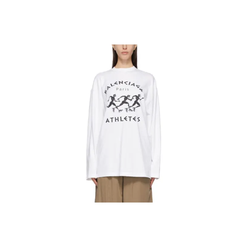 Balenciaga Athletes Logo Oversize Tee 'White/Black'-3