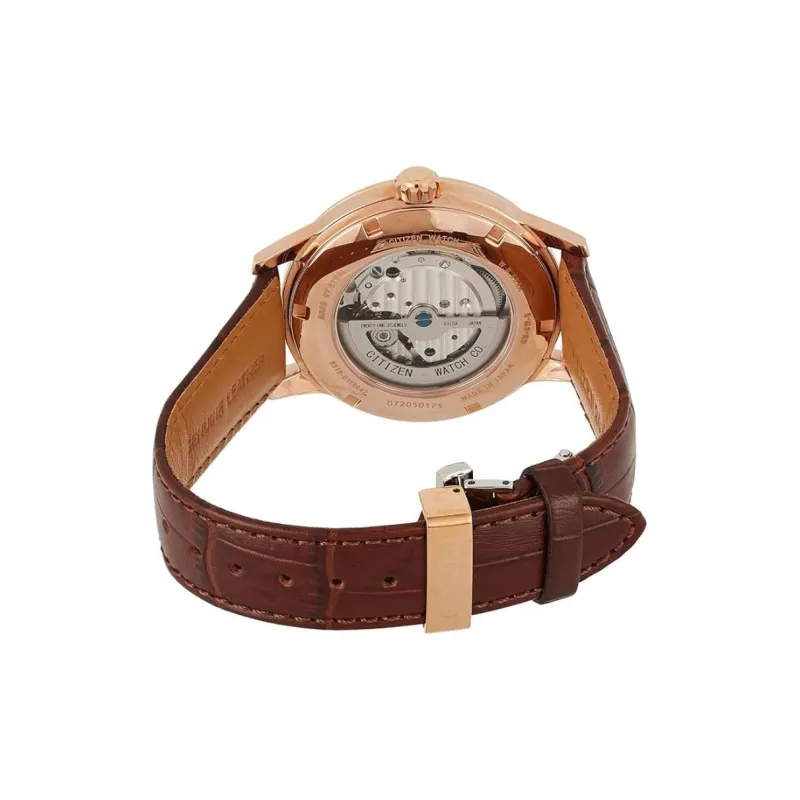 CITIZEN Mechanical Movement Cow Leather Strap Watch Unisex Green Dial-3