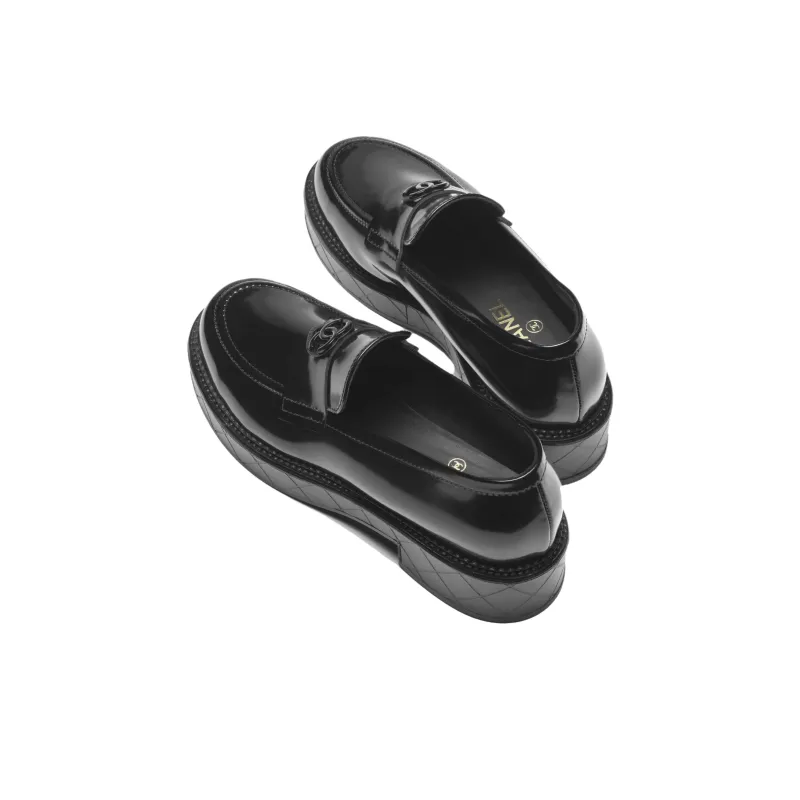 CHANEL 24K Loafers 4cm Women's Black-3
