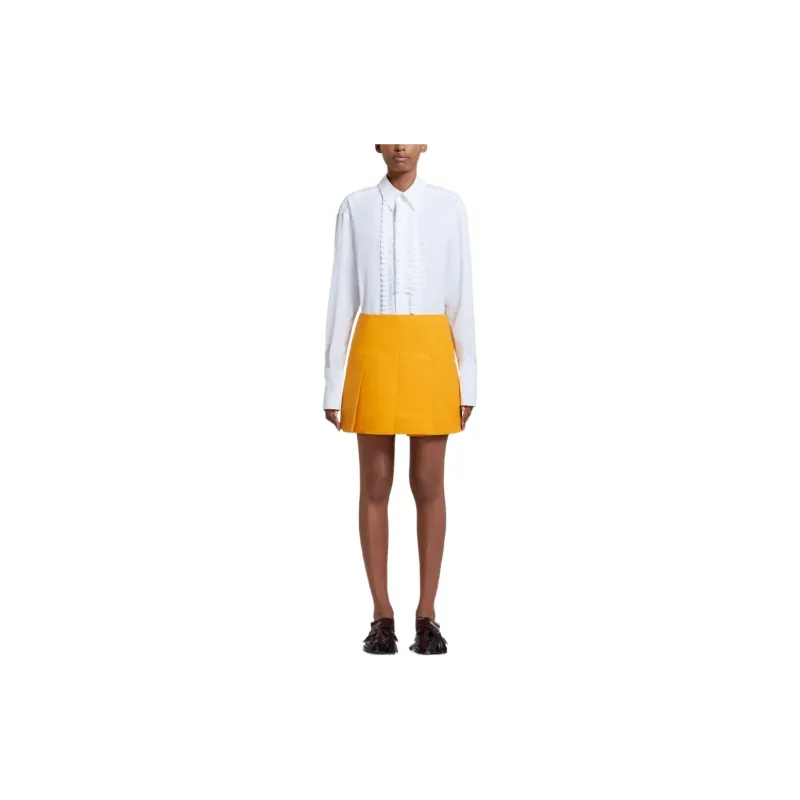 MARNI Pleated Cotton Miniskirt-1