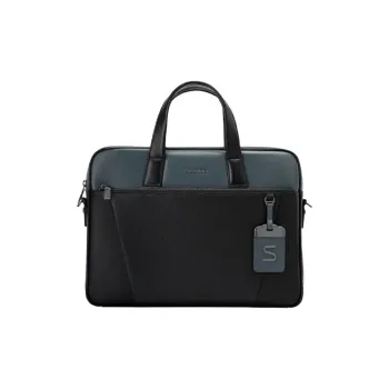 SAMSONITE Cow Leather Briefcases Handbags Men's Marine Blue & Black
