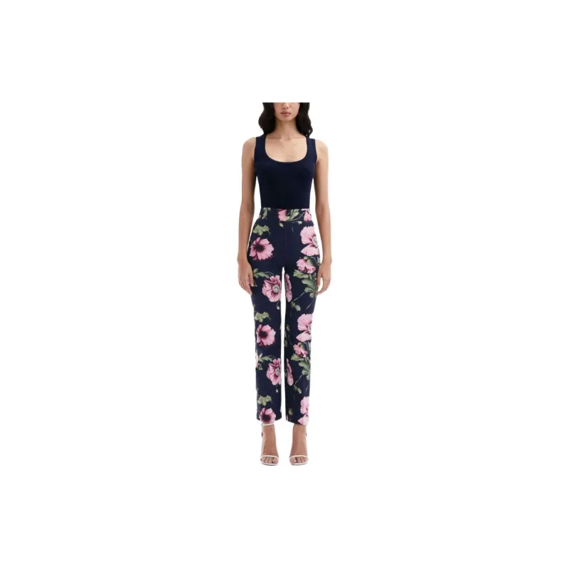 Oscar De La Renta Floral-print Cotton-blend Trousers-1