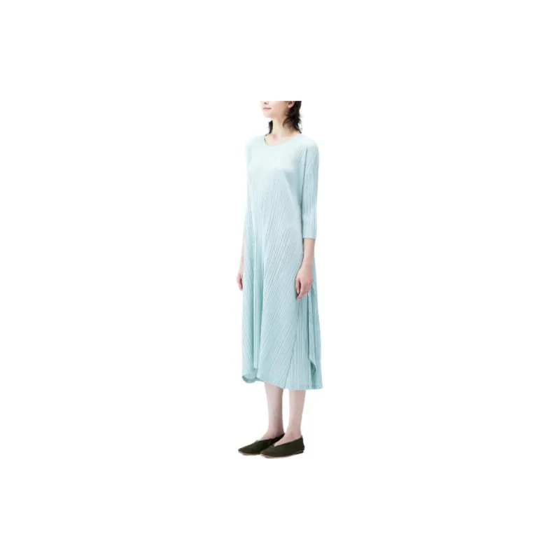 PLEATS PLEASE ISSEY MIYAKE Long-Sleeved Dresses Women's Light Green-3