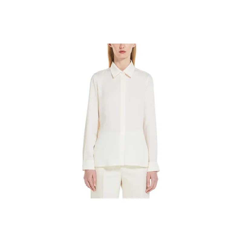 MaxMara Filmato Collection Silk Charmeuse Shirt Shirt Women's Ivory-2
