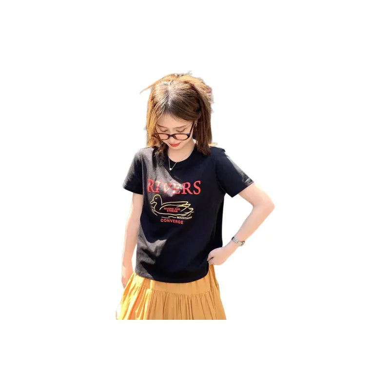Tonlion T Shirts Women's Black-3