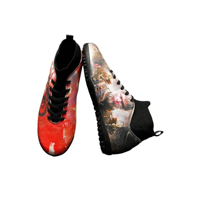 MEKY Soccer Shoes Unisex High Top Black, Red-2