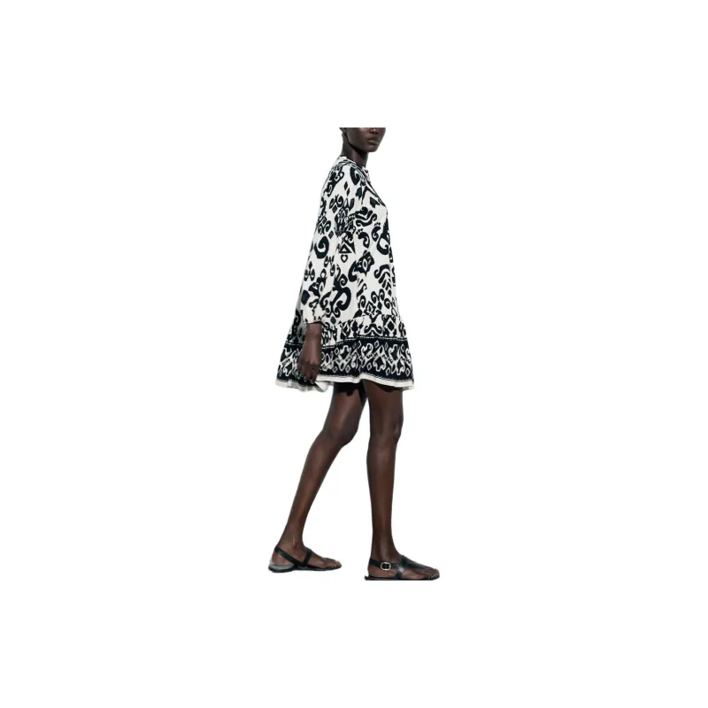 ZARA Long-Sleeved Dresses Women's Orange-1