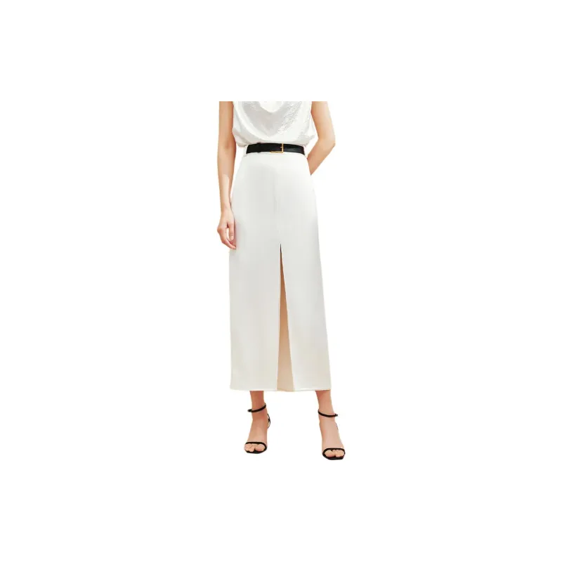 INSUN Casual Long Skirts Women's Raw White-2