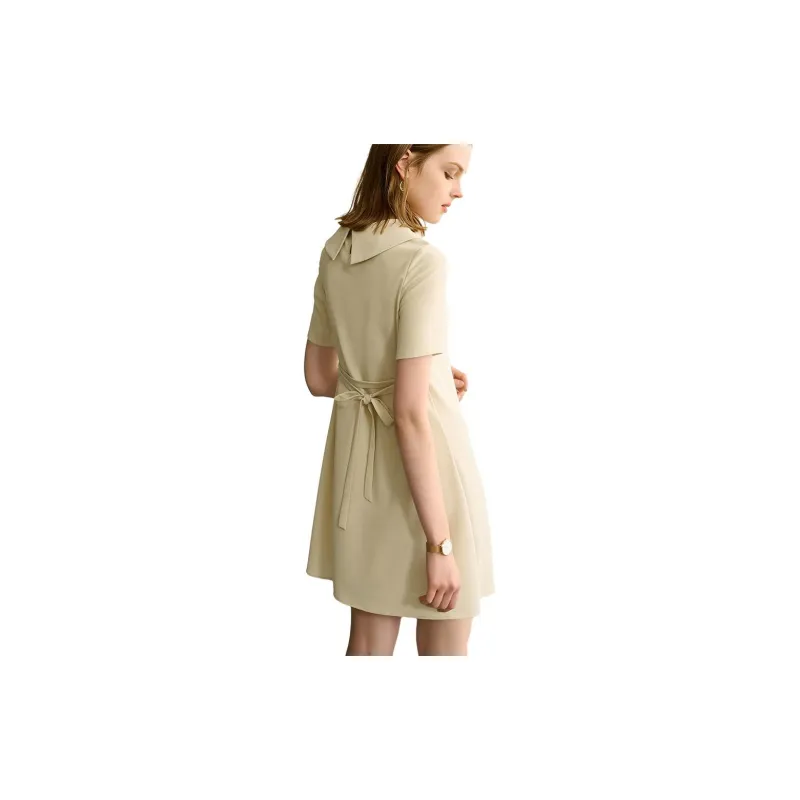 Famanxuan Short Sleeved Dress Women's Apricot-2