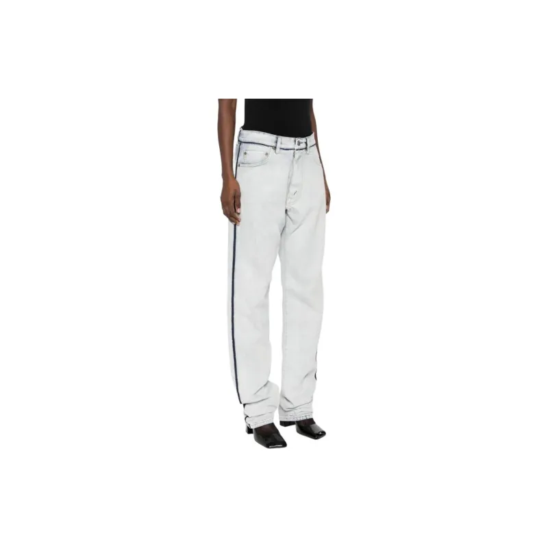 Maison Margiela Contrasting trim Mid rise Wide leg Jeans-3