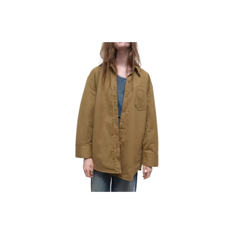 ZARA Puffer Jacket Women's Yellow Khaki-2